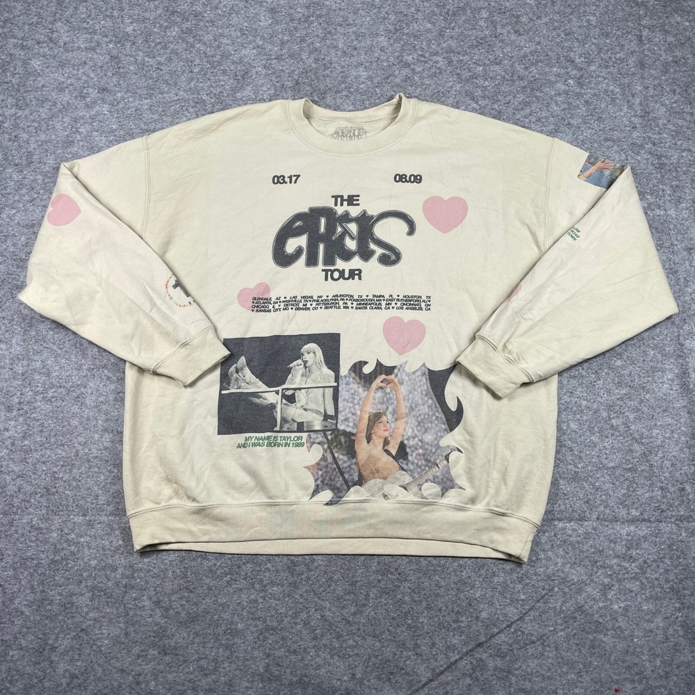 Taylor Swift Sweatshirt Womens 2X Cream The Eras Tour Concert Fan Merch